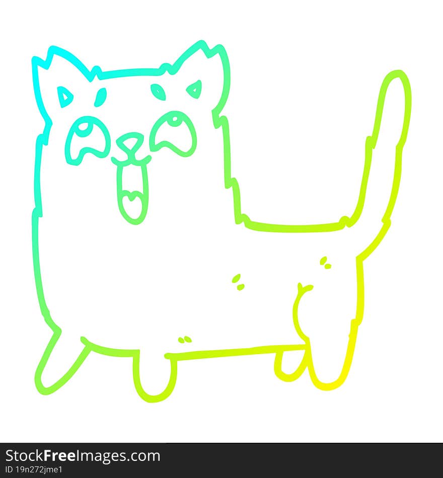 cold gradient line drawing cartoon funny cat