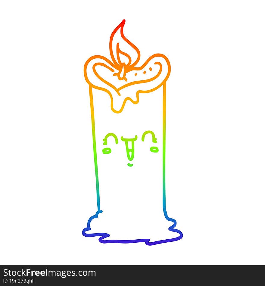 Rainbow Gradient Line Drawing Cartoon Happy Candle