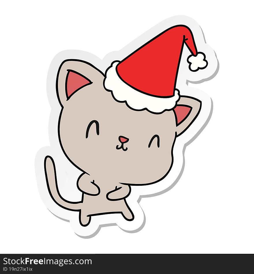 christmas sticker cartoon of kawaii cat