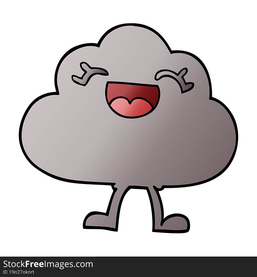 cartoon doodle happy grey cloud