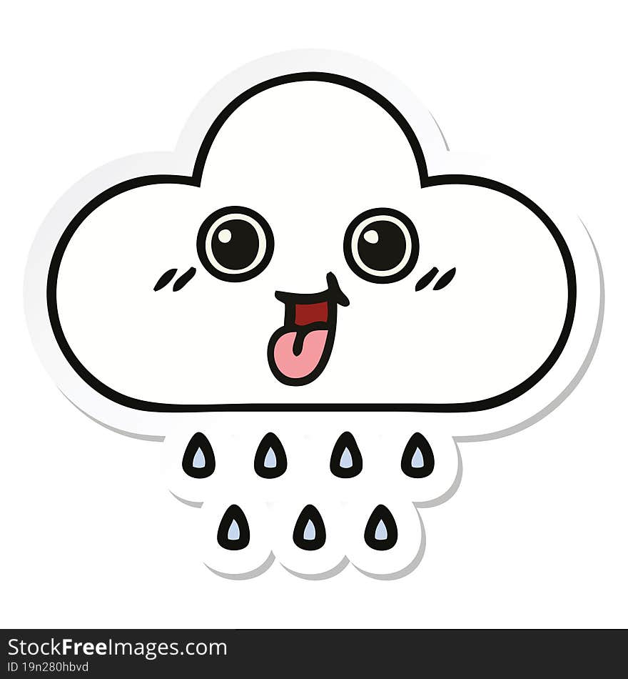 sticker of a cute cartoon rain cloud