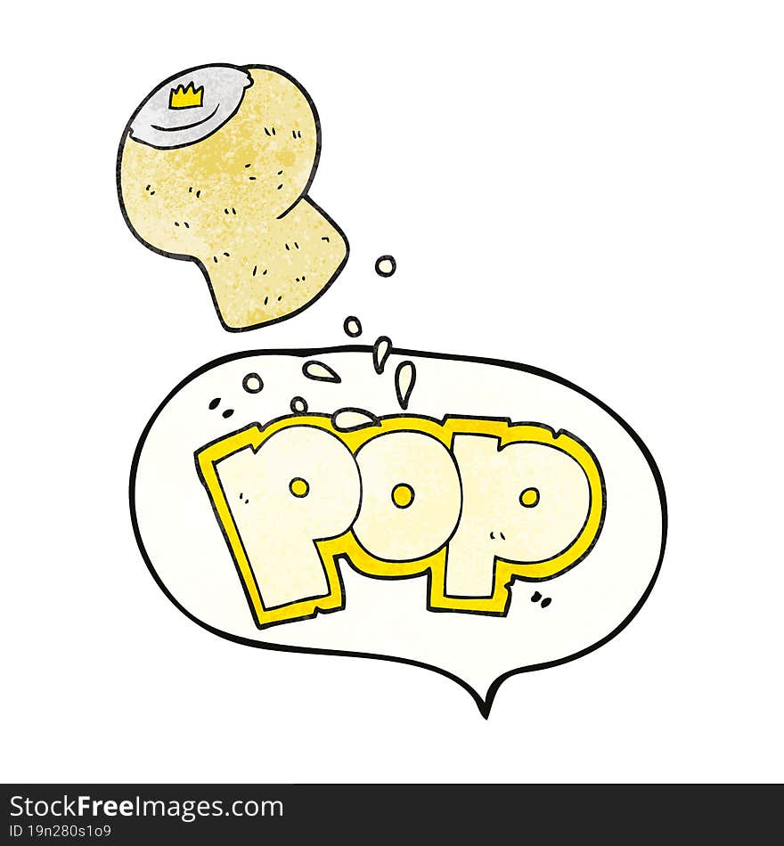 Speech Bubble Textured Cartoon Champagne Cork Popping