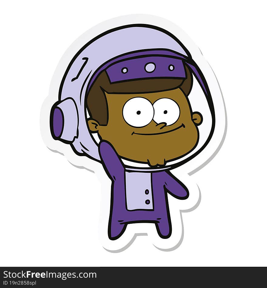 sticker of a happy astronaut cartoon