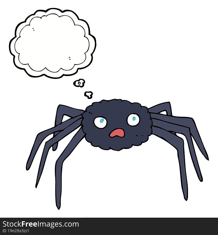 cartoon spider with thought bubble