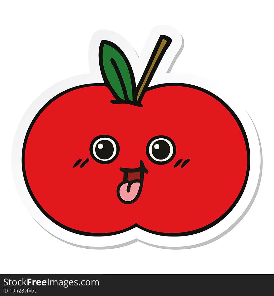 sticker of a cute cartoon red apple