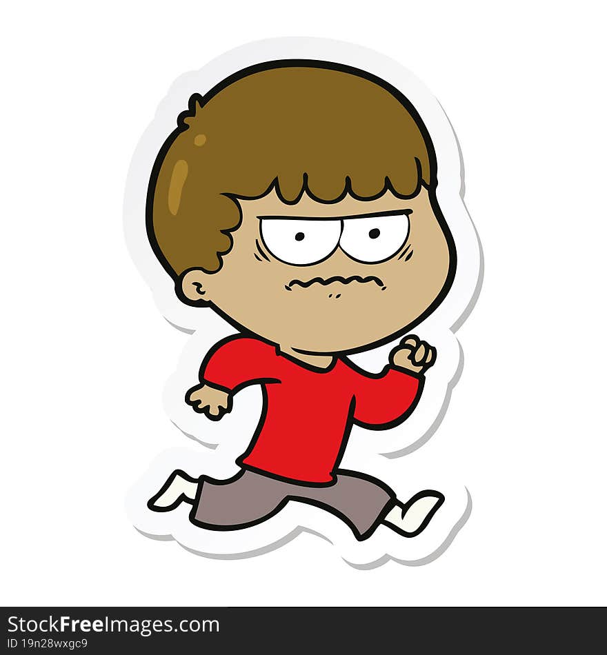 sticker of a cartoon angry man