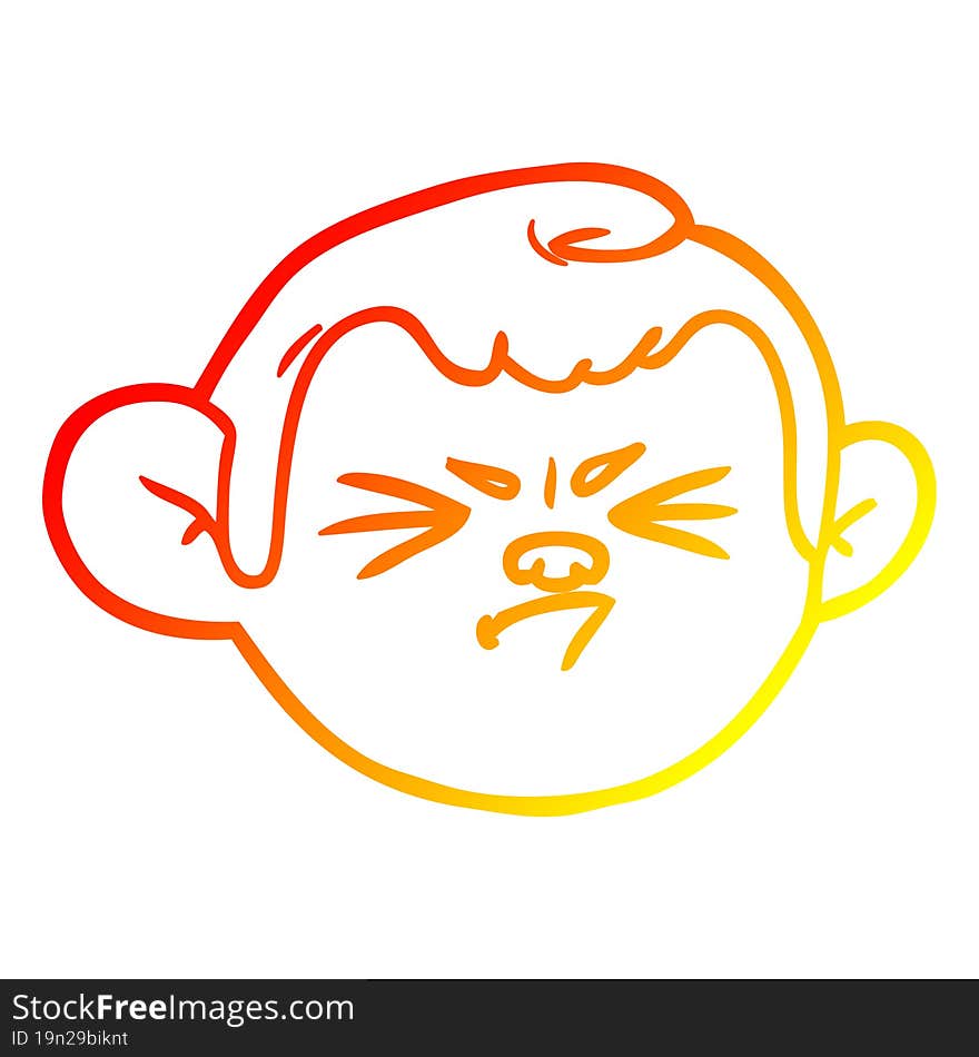 warm gradient line drawing cartoon monkey face