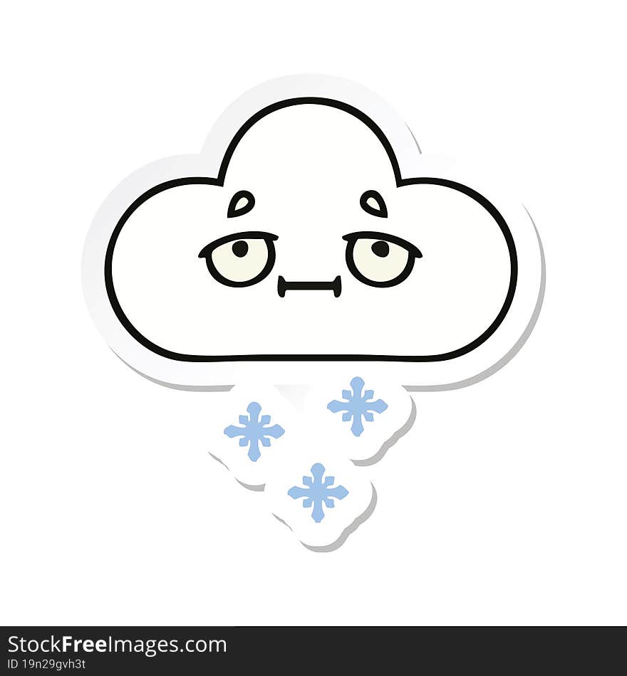 sticker of a cute cartoon snow cloud