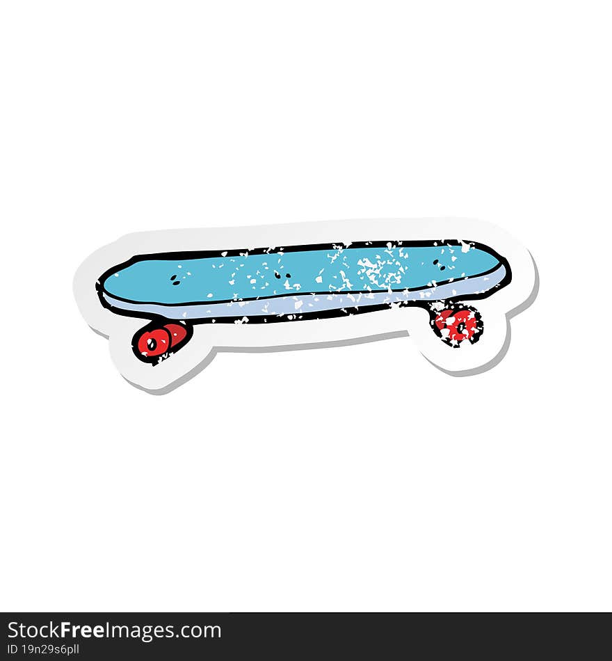 retro distressed sticker of a cartoon skateboard