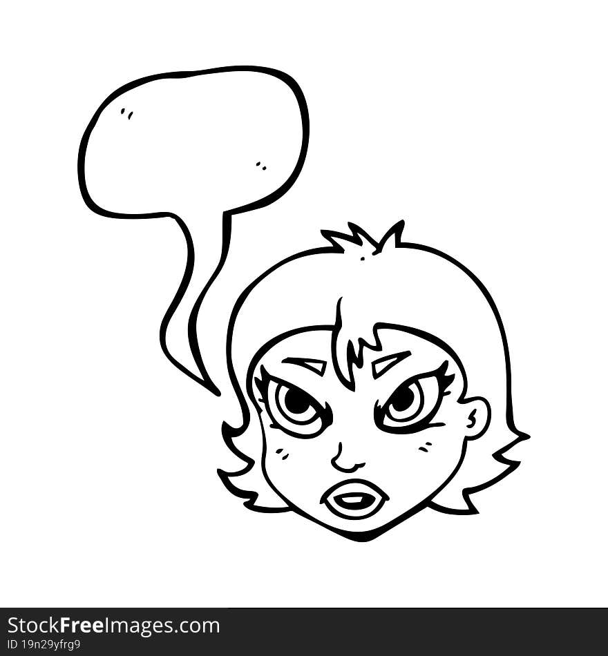 speech bubble cartoon angry female face