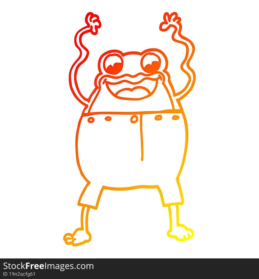 warm gradient line drawing of a cartoon frog