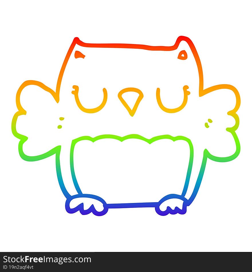 rainbow gradient line drawing cute cartoon owl