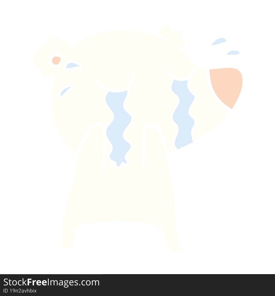 flat color style cartoon crying polar bear