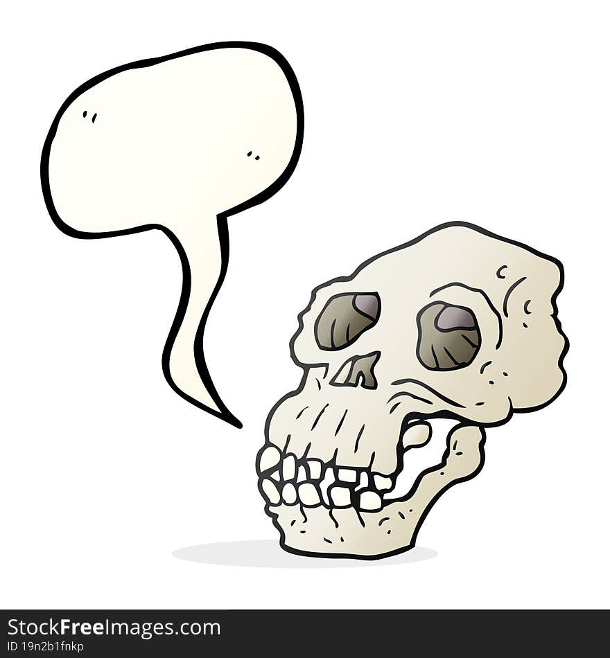 freehand drawn speech bubble cartoon ancient skull