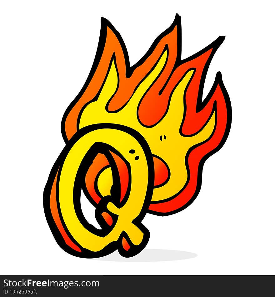 cartoon flaming letter