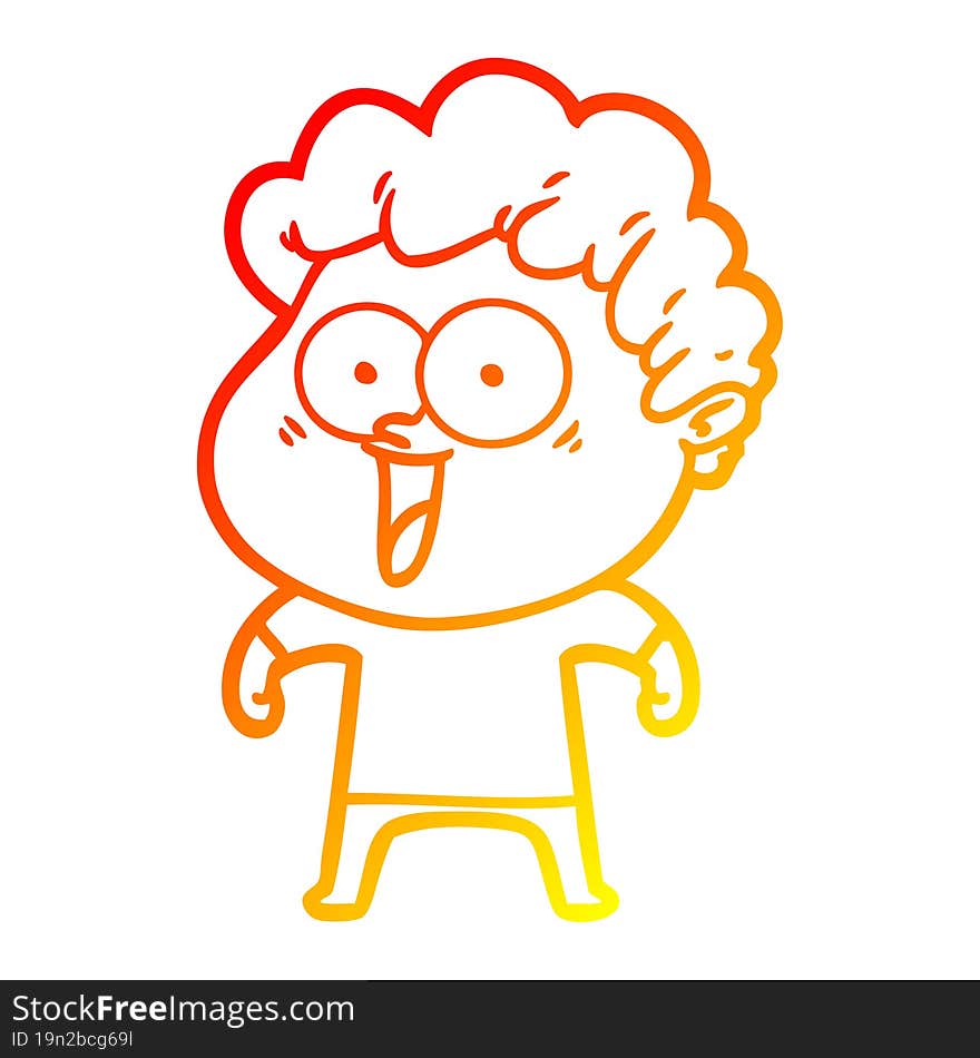 Warm Gradient Line Drawing Cartoon Happy Man