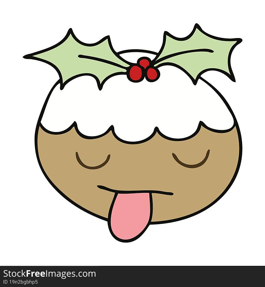 quirky hand drawn cartoon christmas pudding