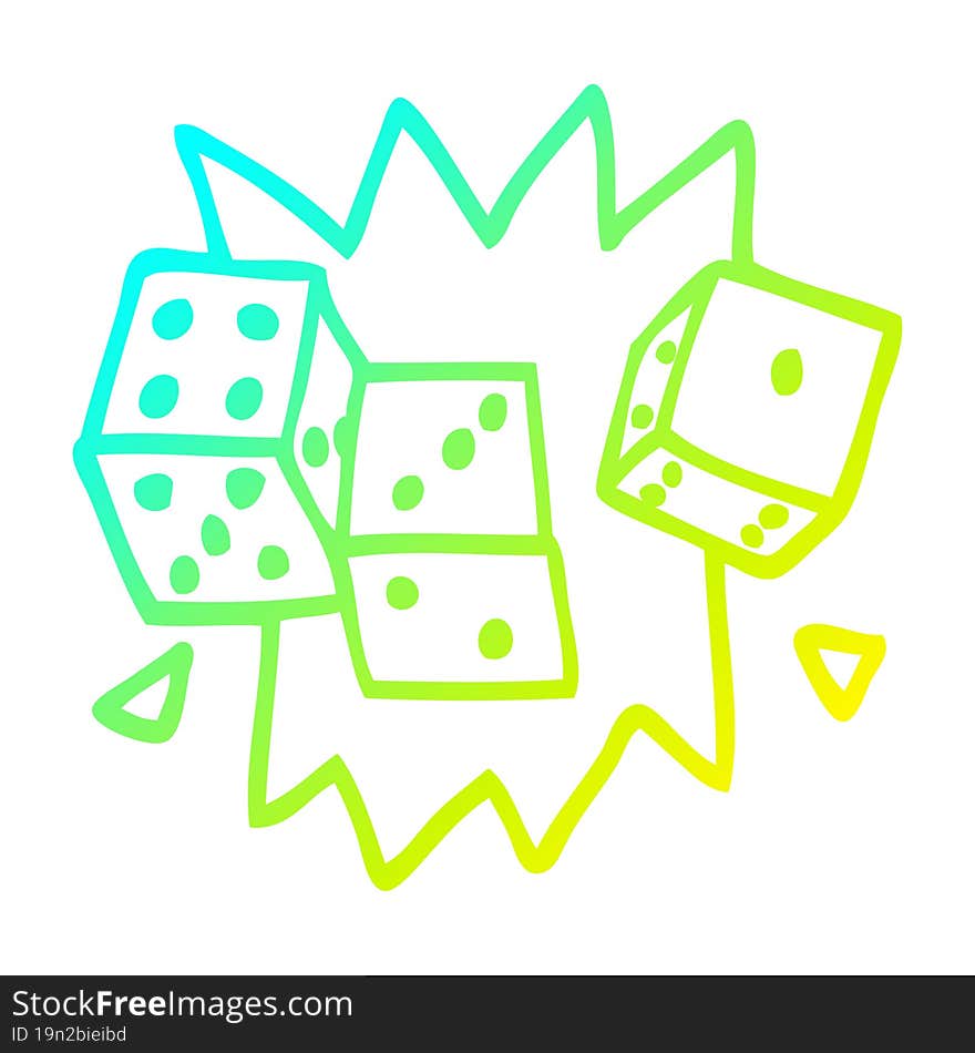 Cold Gradient Line Drawing Cartoon Lucky Dice