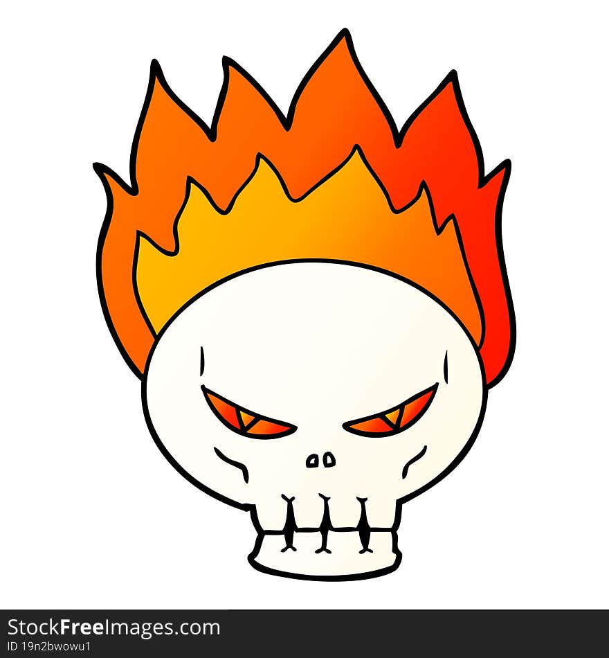 cartoon flaming skull. cartoon flaming skull