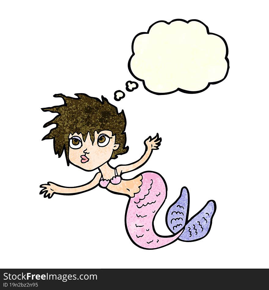 Cartoon Mermaid With Thought Bubble