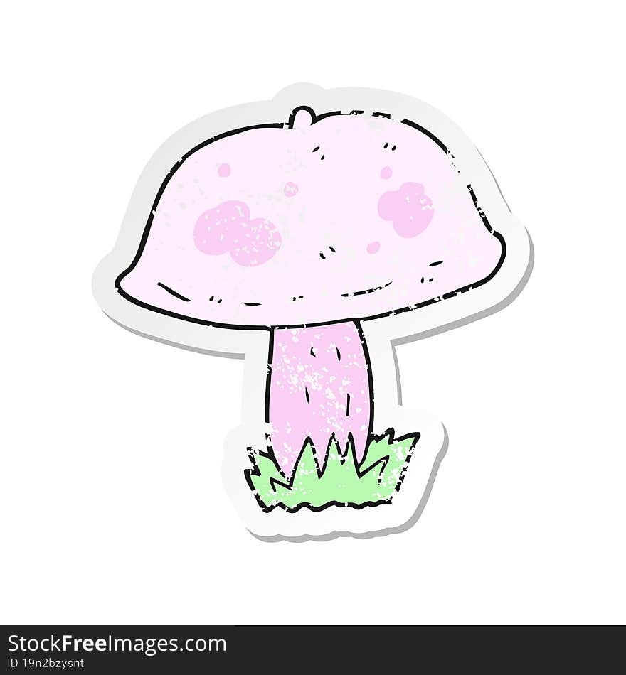 retro distressed sticker of a cartoon mushroom