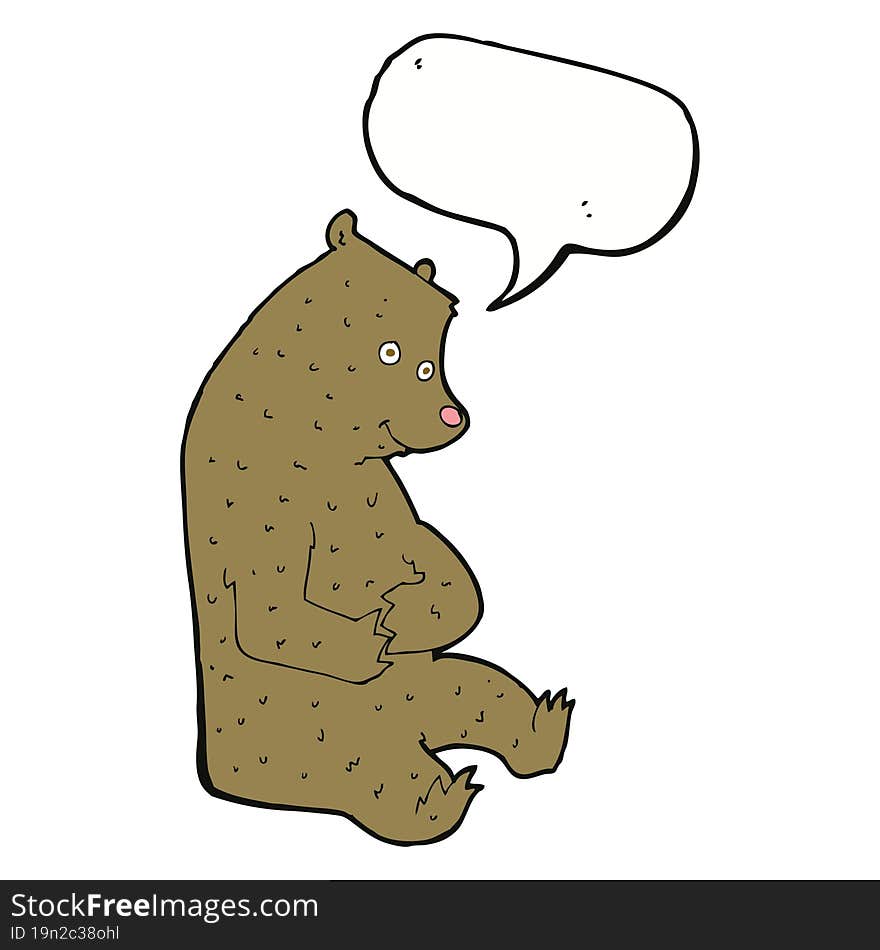 Cartoon Happy Bear With Speech Bubble