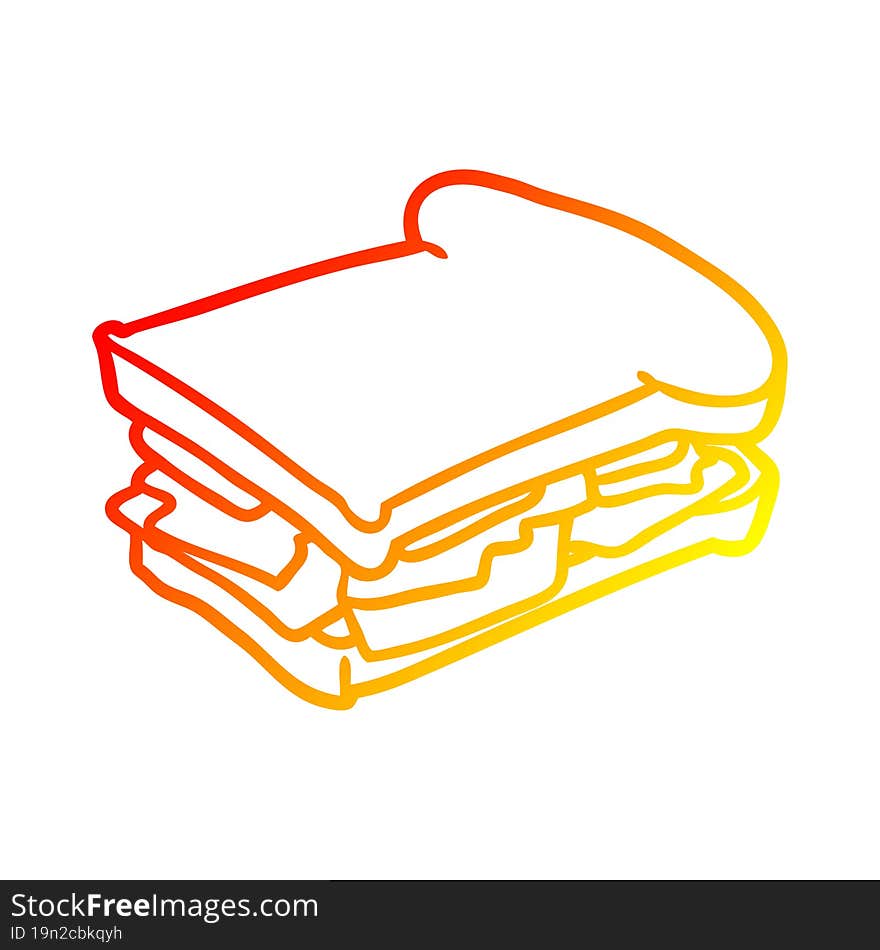 warm gradient line drawing of a ham cheese tomato sandwich