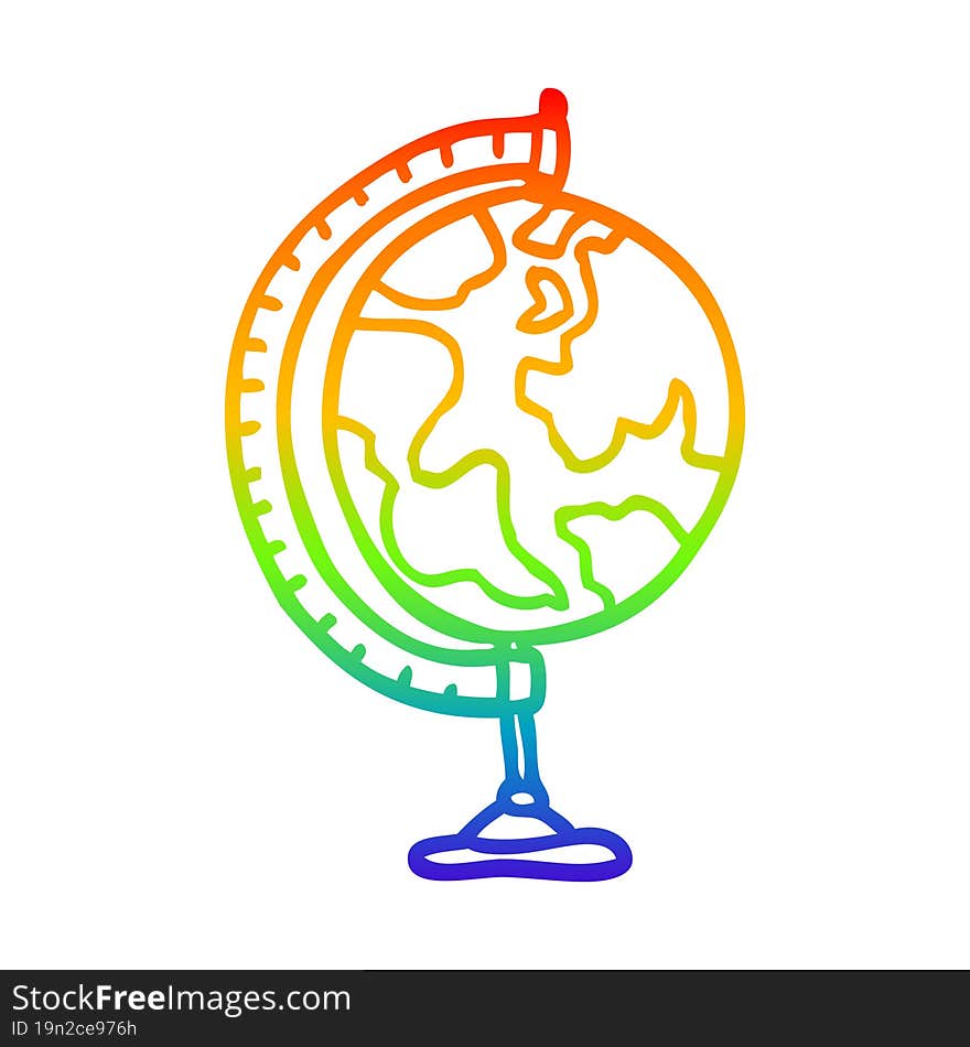 rainbow gradient line drawing cartoon globe