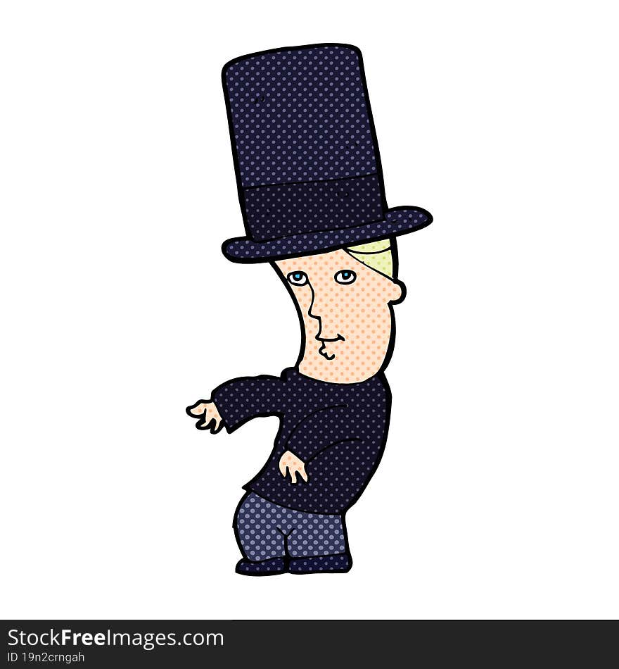 Cartoon Man Wearing Top Hat