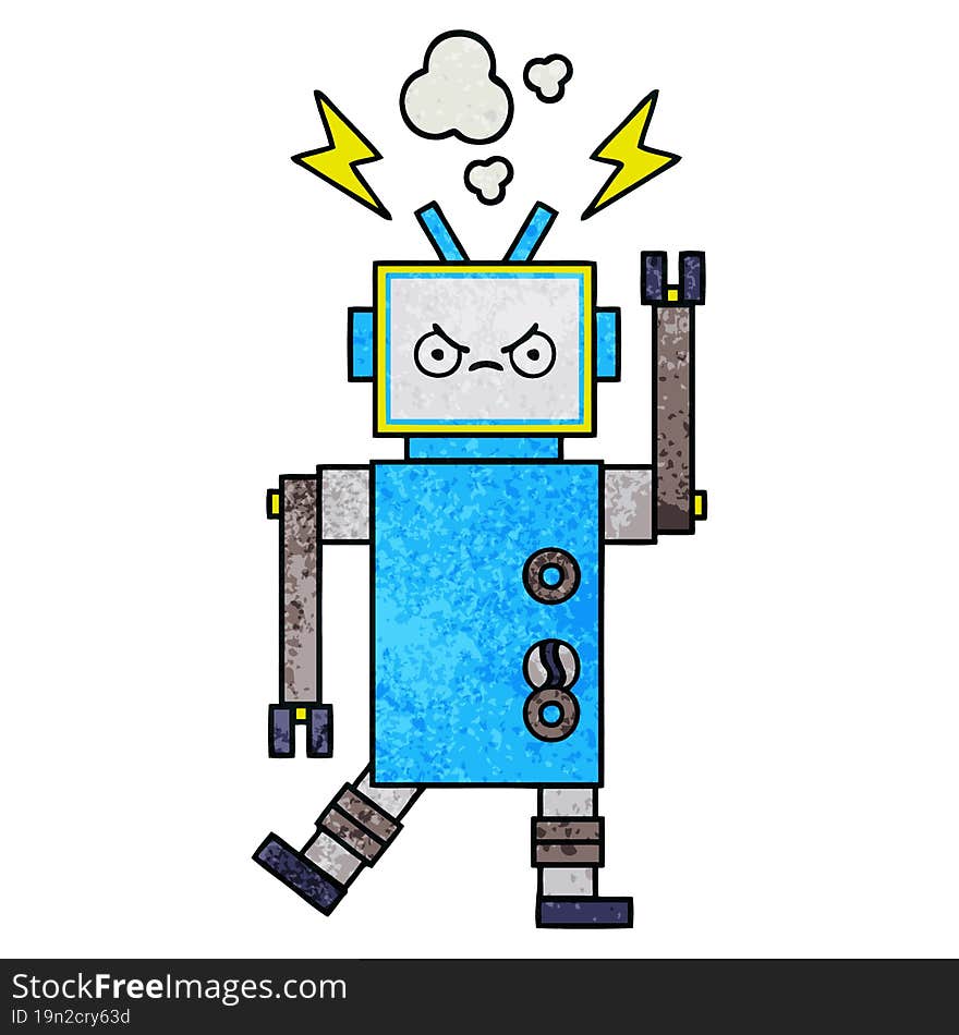 Retro Grunge Texture Cartoon Robot