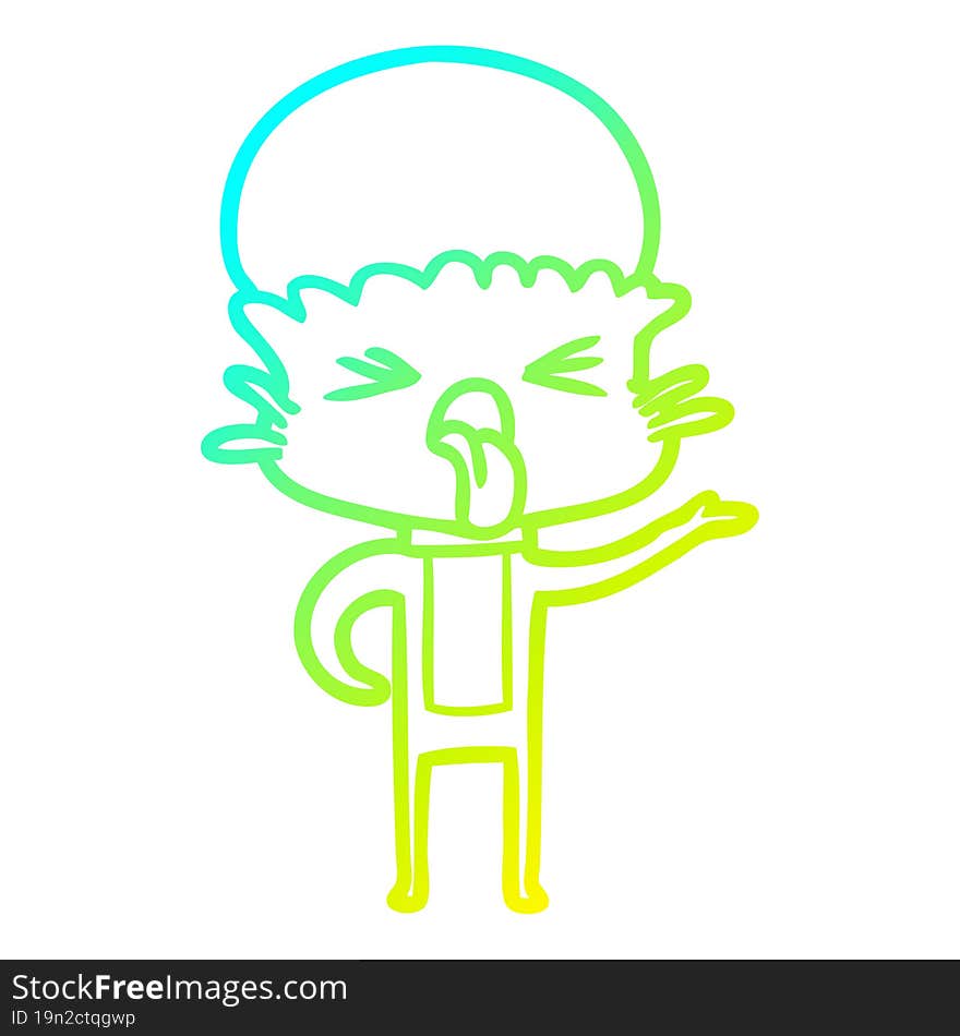 Cold Gradient Line Drawing Disgusted Cartoon Alien