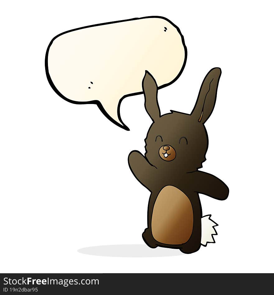 Cartoon Happy Rabbit With Speech Bubble