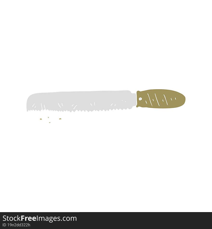 flat color illustration of bread knife. flat color illustration of bread knife