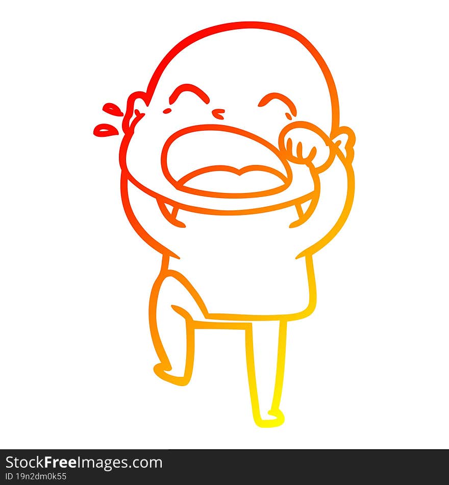 warm gradient line drawing cartoon shouting bald man