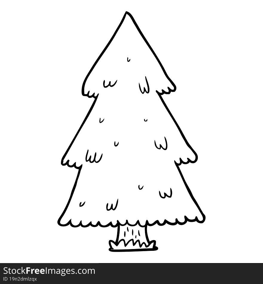 line drawing of a christmas tree. line drawing of a christmas tree