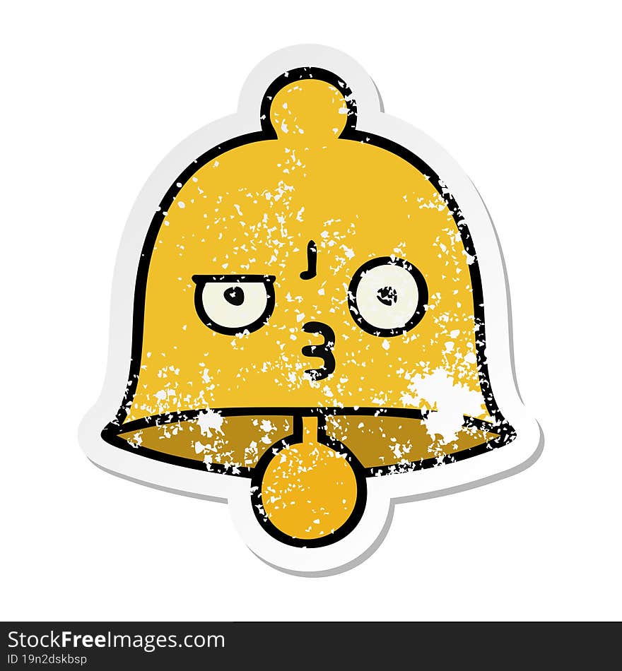 Distressed Sticker Of A Cute Cartoon Bell