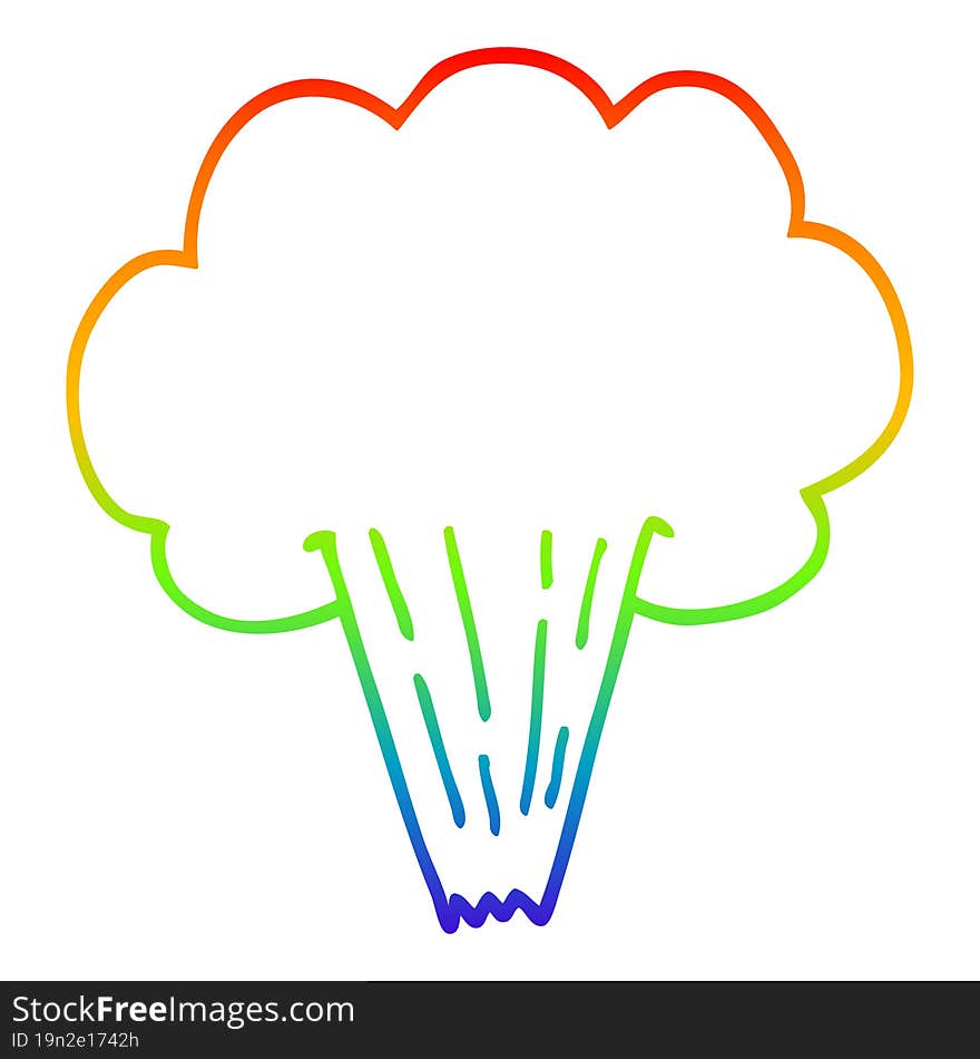 rainbow gradient line drawing of a cartoon gust of air