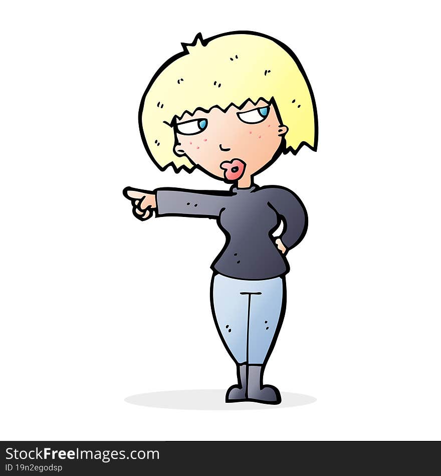 cartoon annoyed woman pointing