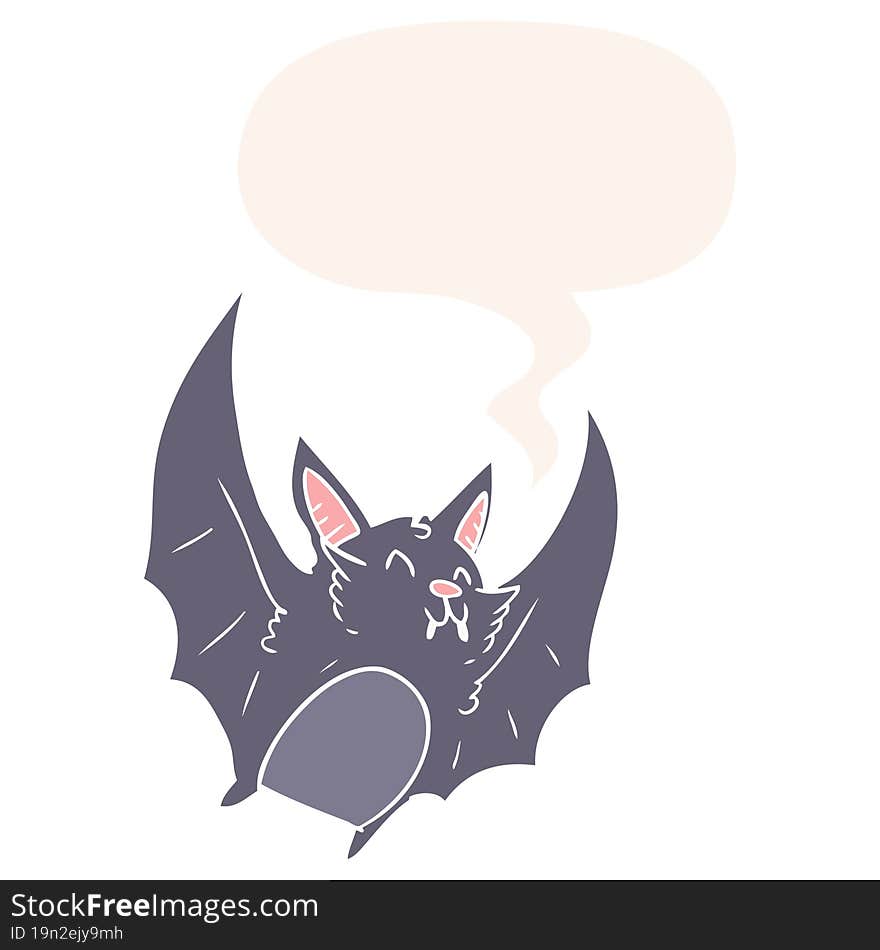 cartoon vampire halloween bat and speech bubble in retro style