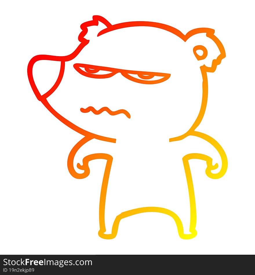 warm gradient line drawing annoyed bear cartoon