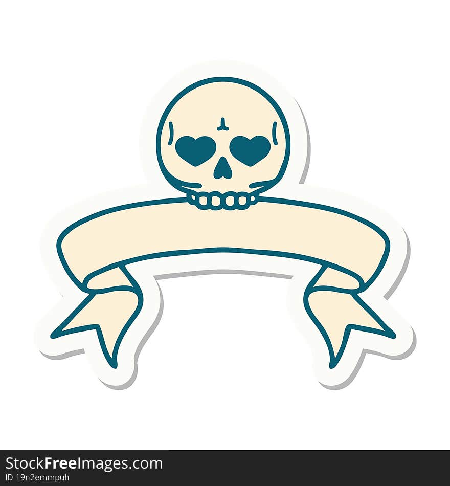 tattoo sticker with banner of a skull