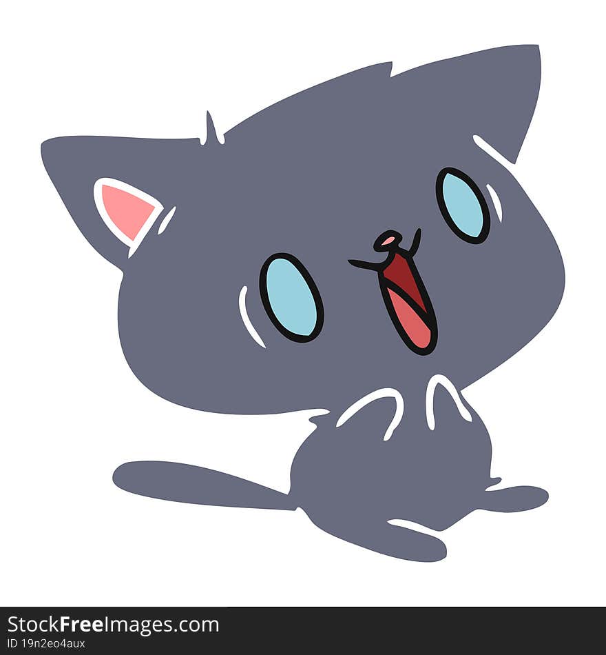 cartoon illustration of cute kawaii cat. cartoon illustration of cute kawaii cat