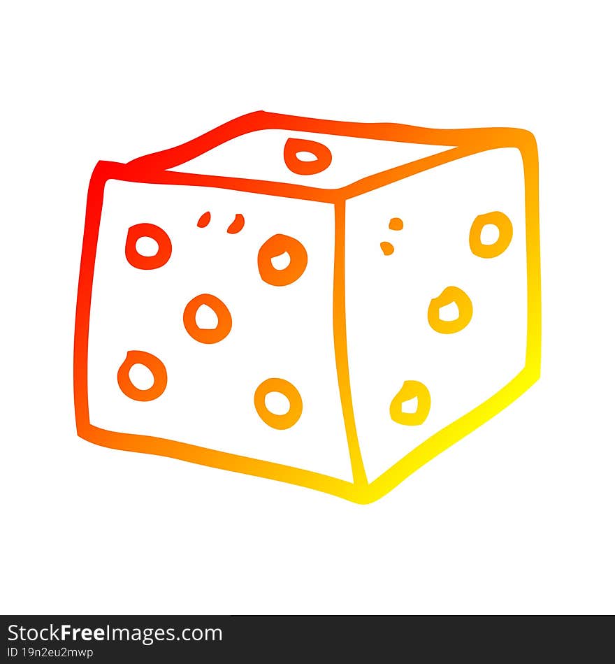 Warm Gradient Line Drawing Cartoon Red Dice