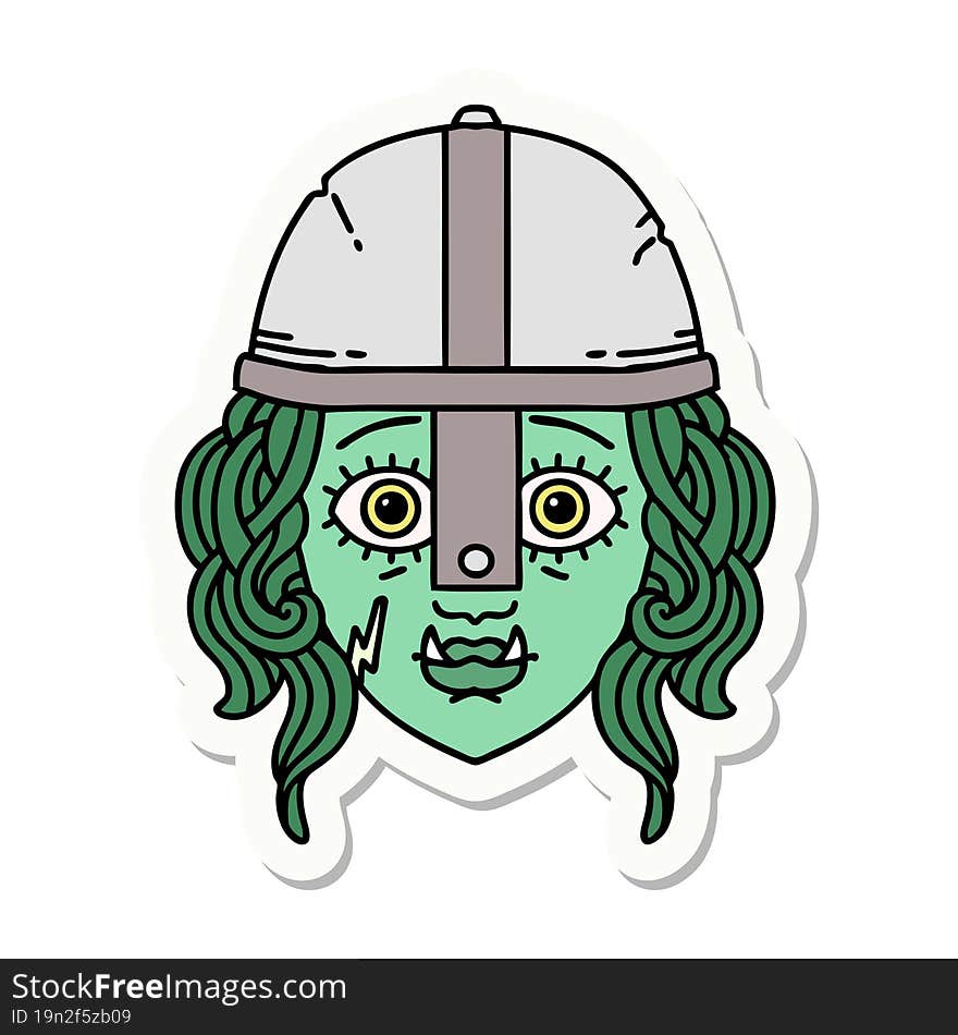 orc fighter character face sticker