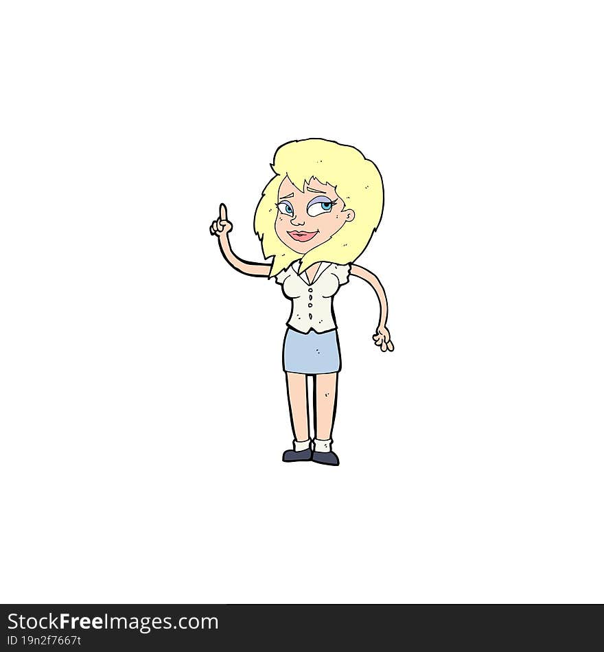 cartoon pretty woman with idea