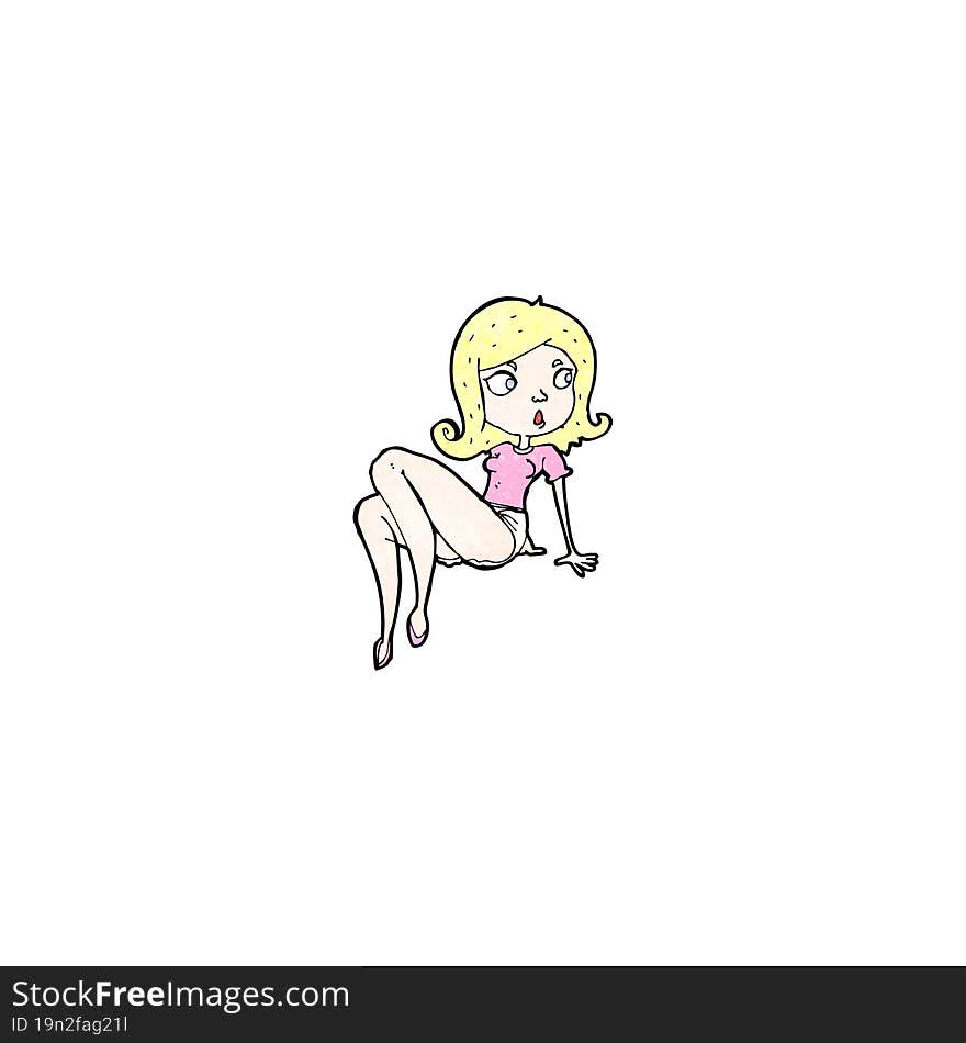 cartoon woman in shorts