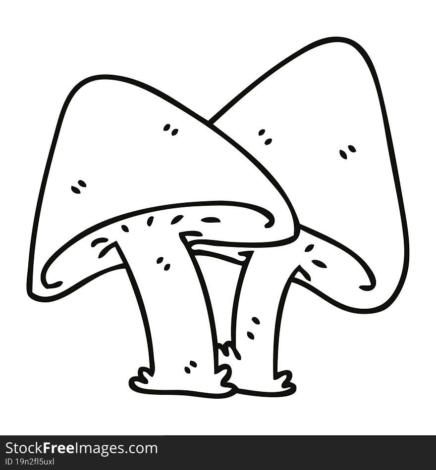 Quirky Line Drawing Cartoon Mushrooms