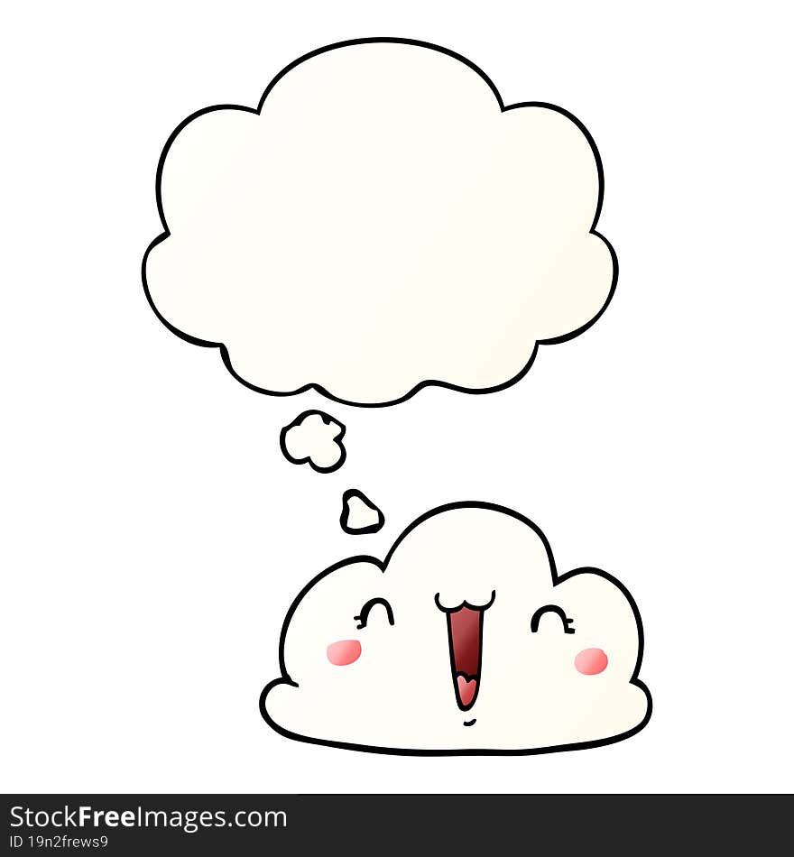 cute cartoon cloud and thought bubble in smooth gradient style