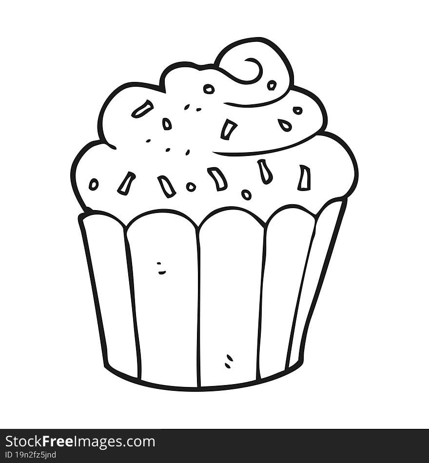 black and white cartoon cupcake