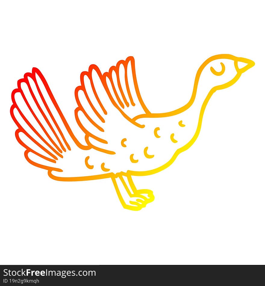 warm gradient line drawing cartoon goose